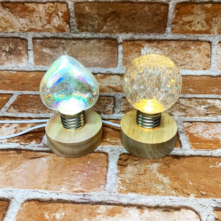 籘スタンドライト・飾り台 DENKO HOME（電光ホーム） 光る 木製 LED台座 飾り台 丸型(S) LED