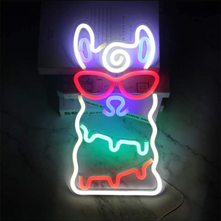 スタバ 電飾 看板 ネオンサイン 壁飾り ランプ レトロ ライト アメリカン雑貨 DENKO HOME（電光ホーム） LED ネオンサイン アルパカ USB ネオン