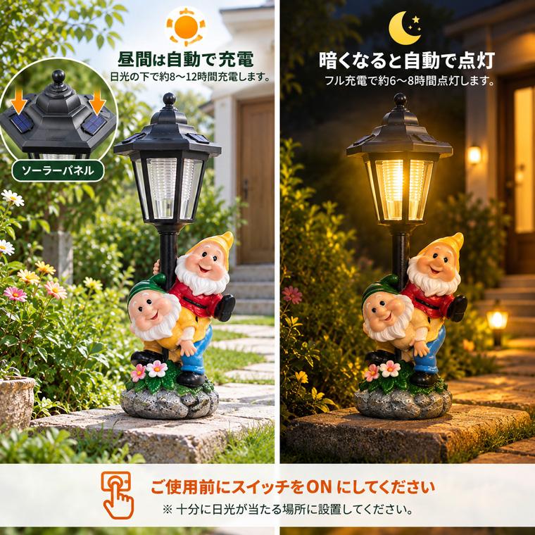 ソーラーガーデンライト 小人 ドワーフ サンタ クリスマス