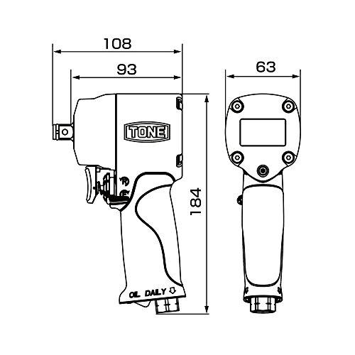 トネ(TONE)　エアーインパクトレンチ(ショートタイプ)　AI4201　差込角12.7mm(1　レッド　700N・m　2&quot;)