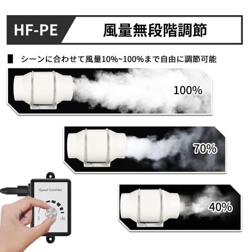 HonGuan　ダクトファン　100mm　インバータダクトファン　110V〜240V　省エネ　塗装ブース用換気扇　無段階調速スイッチ付き　産業用排風