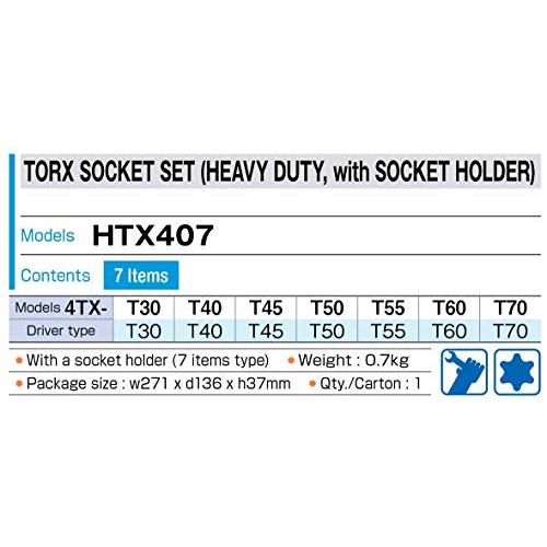 トネ(TONE)　トルクスソケットセット(強力タイプ・ホルダー付)　HTX407　内容7点　2&quot;)　差込角12.7mm(1