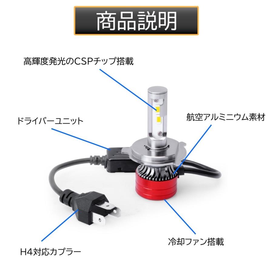 爆光 LEDヘッドライト H4 Hi/Lo 高輝度22000LM 6000K DC12V ヘッドランプ フォグランプ ホワイト ワンタッチ ポン付け｜various-goods｜03