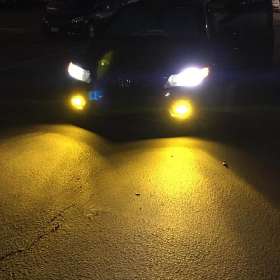 爆光LED 超高輝度 H8/H9/H11/H16/HB4 24000LM ゴールドイエロー LED