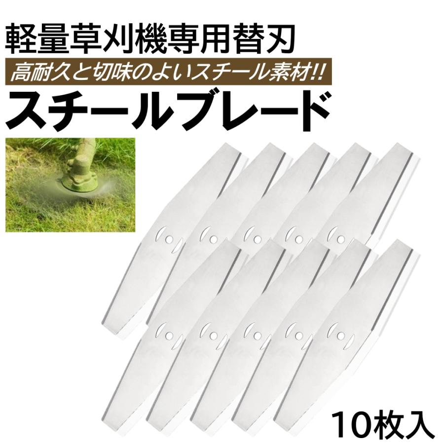 10枚入 草刈り機 芝刈り機 替刃 スチールブレード 交換用 替え刃 取付