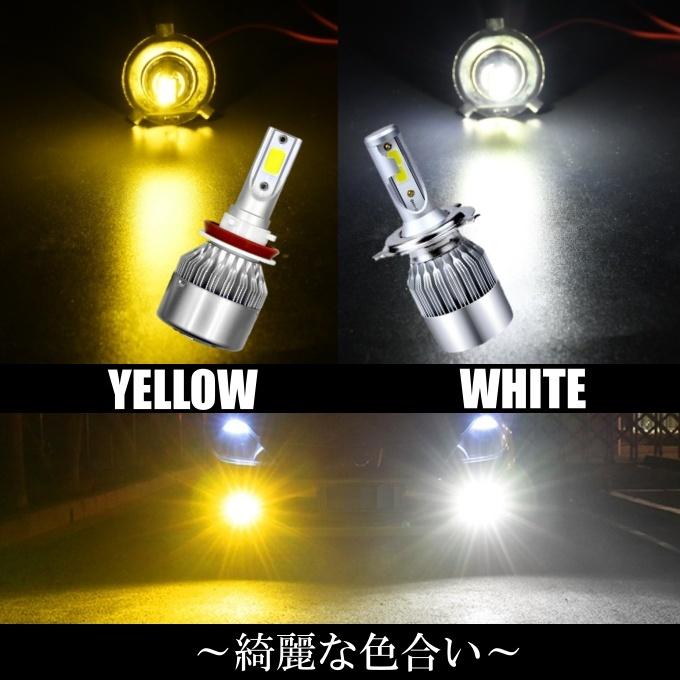 LED イエロー ホワイト フォグランプ ヘッドライト 3000K 6500K 12800lm 7600lm H4 H3 HB4 H8 H9 H11 H16 LEDフォグランプ 白色 黄色 バルブ DC12v｜various-goods｜12