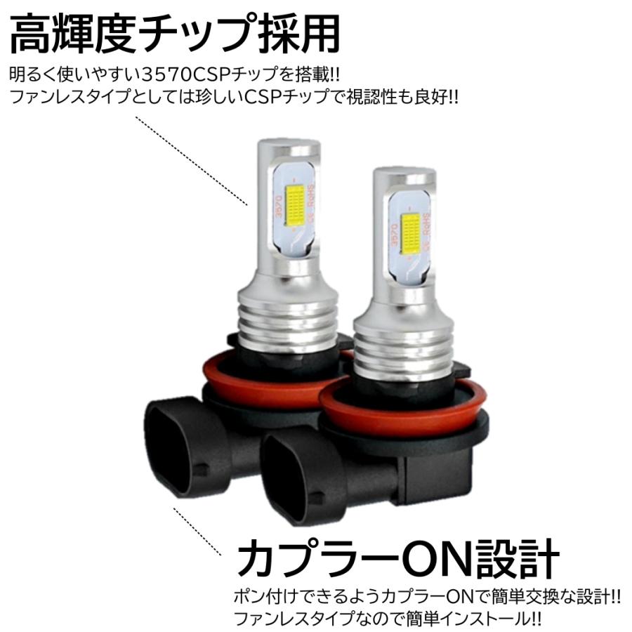 全2色 LEDフォグランプ ファンレスモデル H8/H9/H11/H16 高輝度CSPチップ DC12V イエロー ホワイト｜various-goods｜04