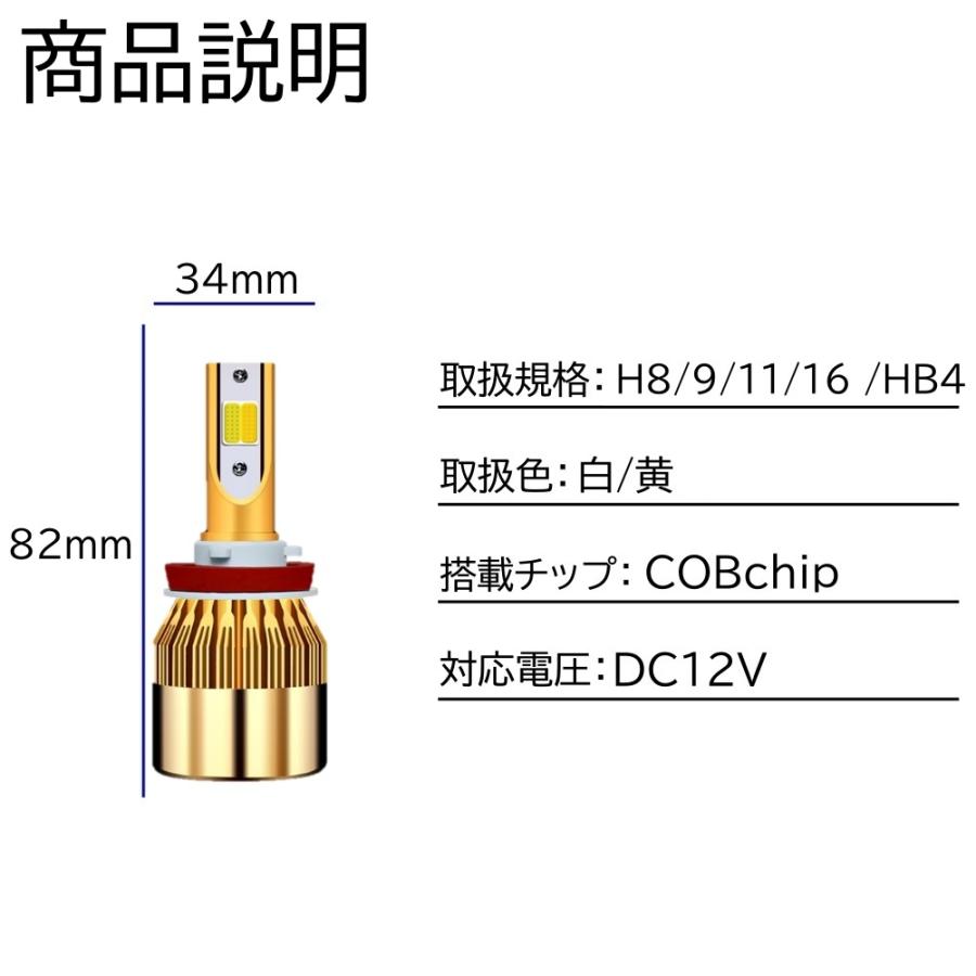 爆光 2色切替 LEDフォグランプ H8/H9/H11/H16 HB4 9600LM 高輝度COB