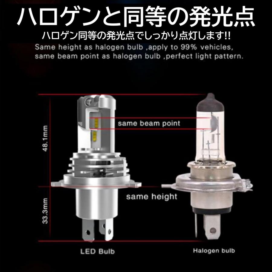 バイク LEDヘッドライト H4 Hi/Lo切替 直流12V専用 コンパクト ポン 