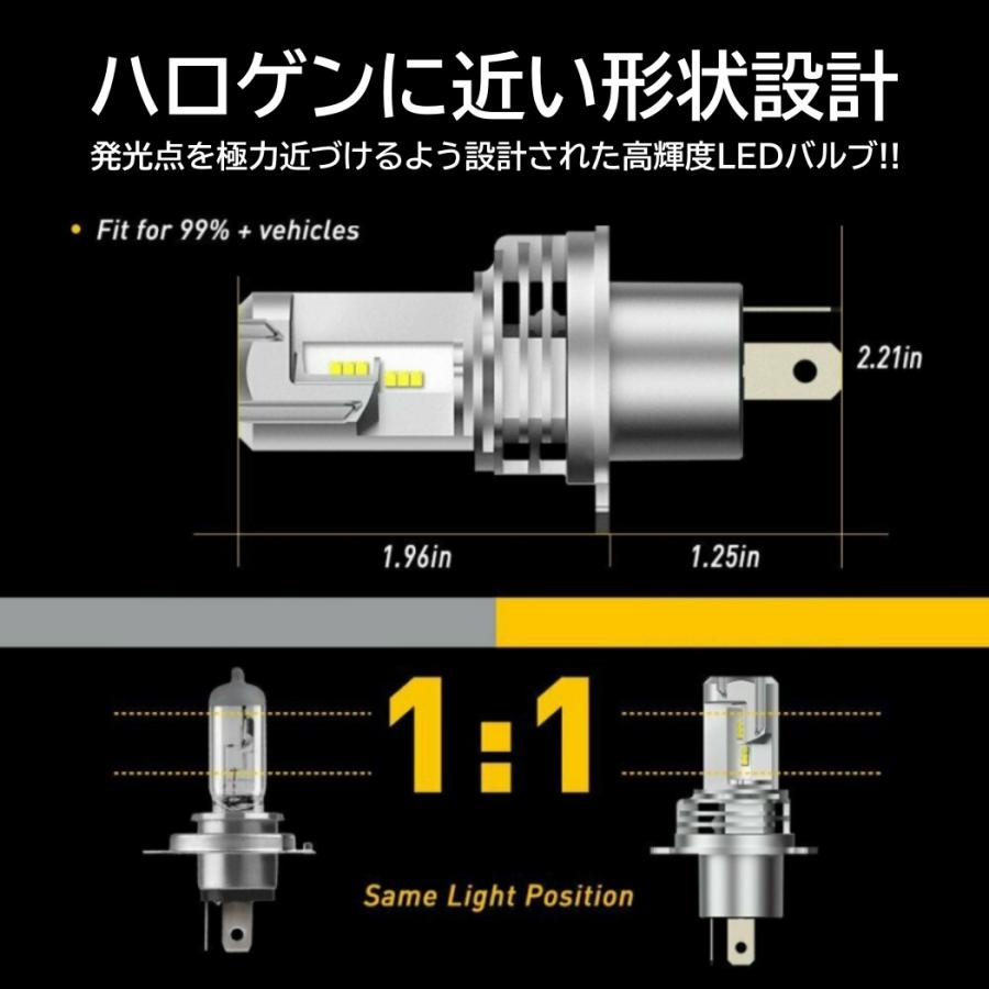 バイク LEDヘッドライト H4 Hi/Lo切替 直流12V専用 コンパクト ポン 