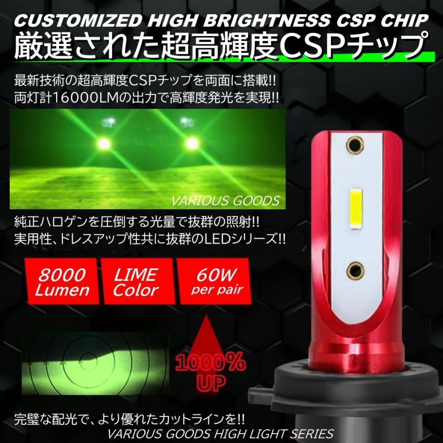 ライムグリーン 爆光LED 超高輝度 H8/H9/H11/H16/HB4 16000LM LED