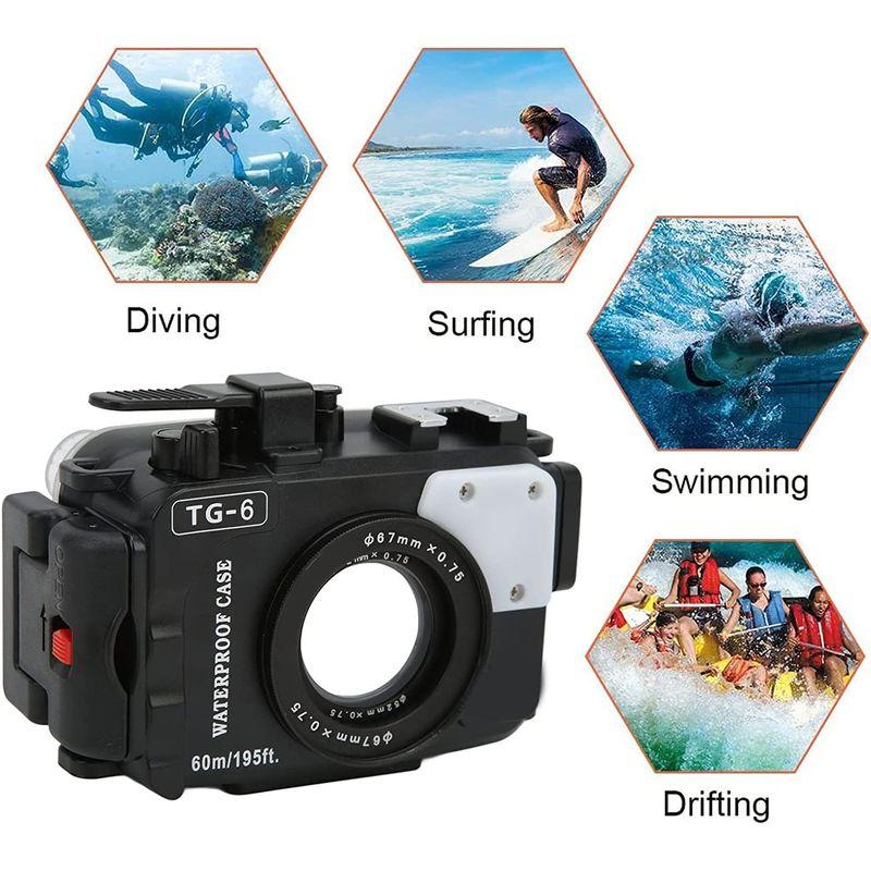 オリンパスTG-6用防水ハウジングケース、深さ60メートルの防水カメラ保護シェル水中カメラミラーレスカメラケースダイビングケース 6用防水ハウジングケース 深さ60メートルの防水カメラ保護シェル水中カメラミラーレスカメラケースダイビングケース