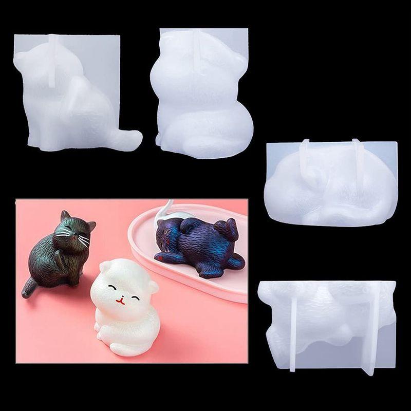 KyeeaDIY 立体の猫シリコンモールド ４セット 装飾品 動物 かわいい