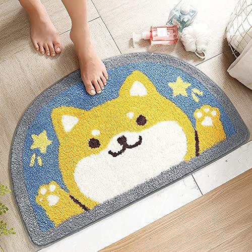 玄関マット かわいい バスマット 半円型 45x75cm お風呂マット 速乾 ...