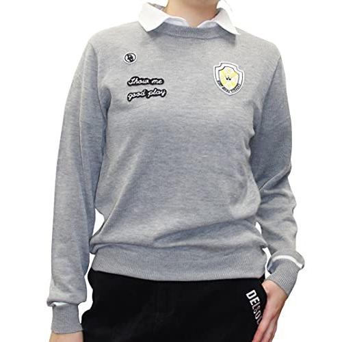 お待たせ 大きいサイズ グレー クルーネックワッペンニット 3l 2xl Gr 7650 ゴルフ Golf デルソル Delsol ニット レ ゴルフウェア ゴルフ デルソル 長袖 レディースウエア Oyostate Gov Ng