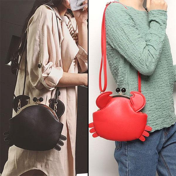 かわいいカニのがま口ショルダーバッグ ユニークなデザイン 2WAY かわいいカニのがま口ショルダーバッグ ユニークなデザイン 2WAY