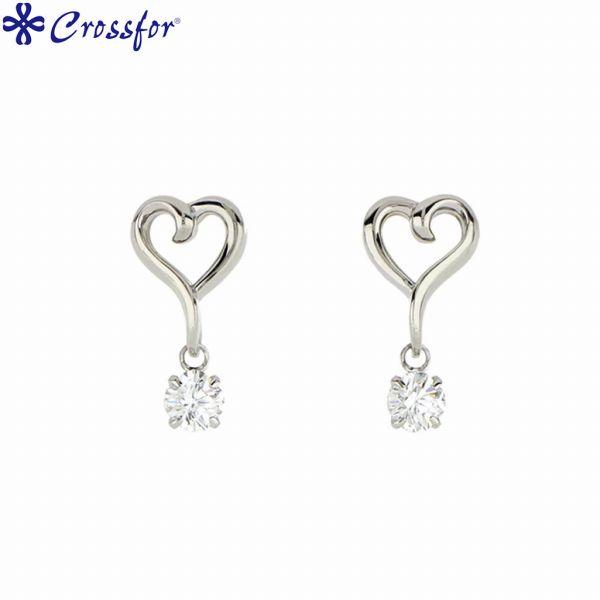 取寄品 Crossfor New York クロスフォー NSE-005 two hearts ハート ピアス シルバー イヤーアクセサリー レディース アクセサリー ジュエリー 送料無料 | Crossfor NewYork