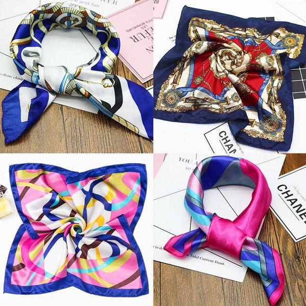 ワンポイントなおしゃれにぴったりなスカーフ サテンスカーフ バッグスカーフ ヘアアレンジ ヘッドスカーフ ファッションアイテム VS02 |  | 01