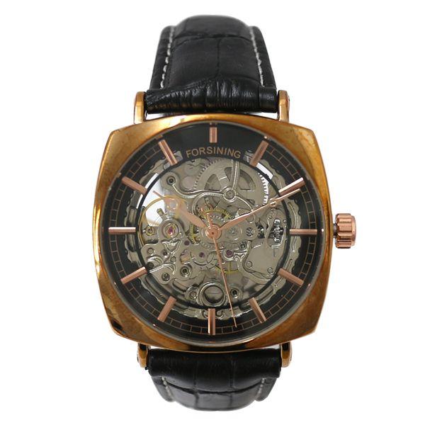 自動巻き腕時計 ATW043-GDBK スクエアケース フルスケルトン腕時計