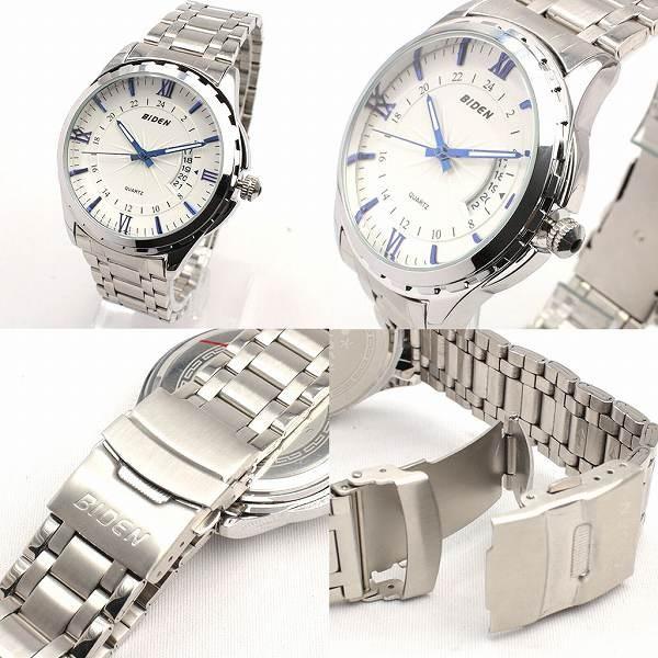 腕時計 メンズ BIDEN メンズ腕時計 バイデン BD005 日常生活防水 文字盤が美しい メタルベルトのデザインウォッチ 日付 |  | 01