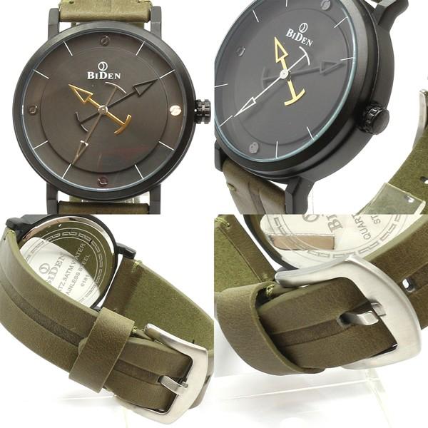 腕時計 メンズ BIDEN メンズ腕時計 バイデン BD009 日本製CITIZENムーブメント 日常生活防水 3色の矢印針が時を刻むデザインウォッチ 革風ベルト |  | 03