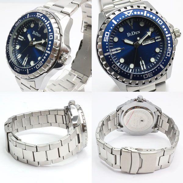 腕時計 メンズ BIDEN メンズ腕時計 バイデン BD014 日常生活防水 カレンダー 日付・曜日表示 蓄光機能 サークルインデックス 送料無料 |  | 01