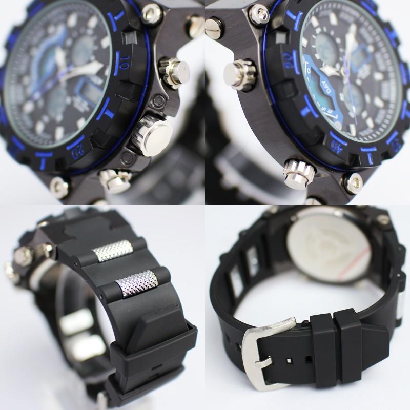腕時計 メンズ メンズ腕時計 HPFS628-BKBL アナデジ デジアナ アナログ&デジタル クロノグラフ 防水 ダイバーズウォッチ風｜varioustyle｜02