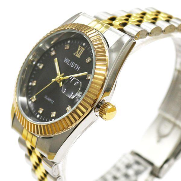 上品なポイントストーンインデックスに日付カレンダー ラインストーン  