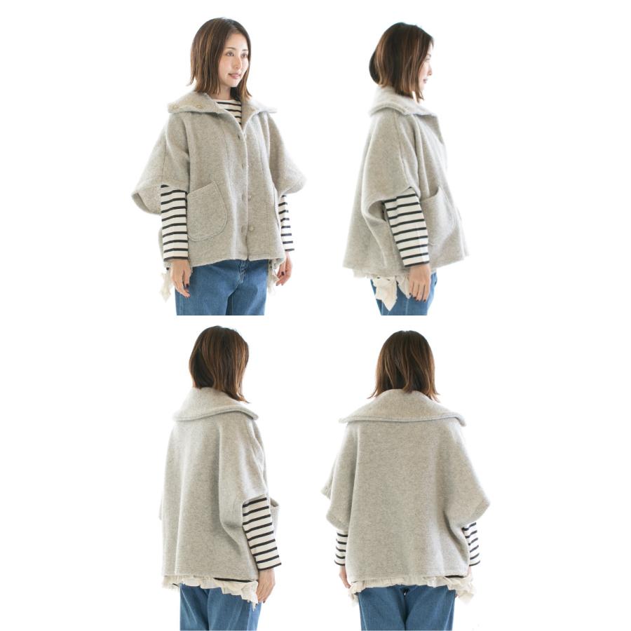 tumugu: ツムグ ウールアンゴラボアポンチョジャケット TC24314