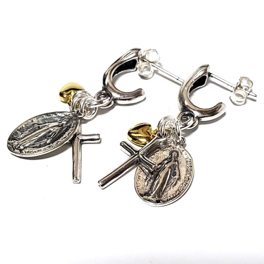 2個セット 両耳用 メンズ ピアス 不思議のメダイ クロス ゴールドハートチャーム 三連仕様 シルバー925 ピアス Silver925 Gap 0027 アクセサリー Vaseera 通販 Yahoo ショッピング