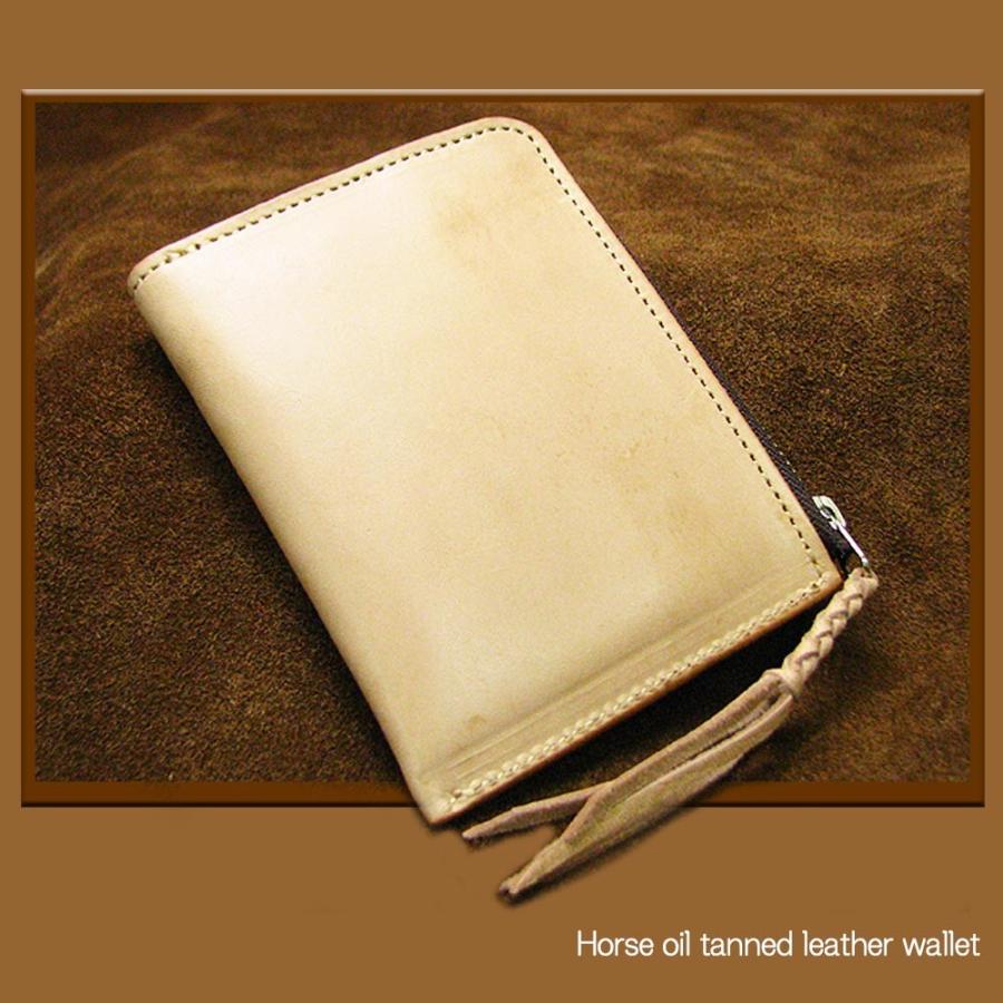 メンズ /革財布/ 植物タンニン鞣し牛革(白ヌメ革) ホースオイル(馬油
