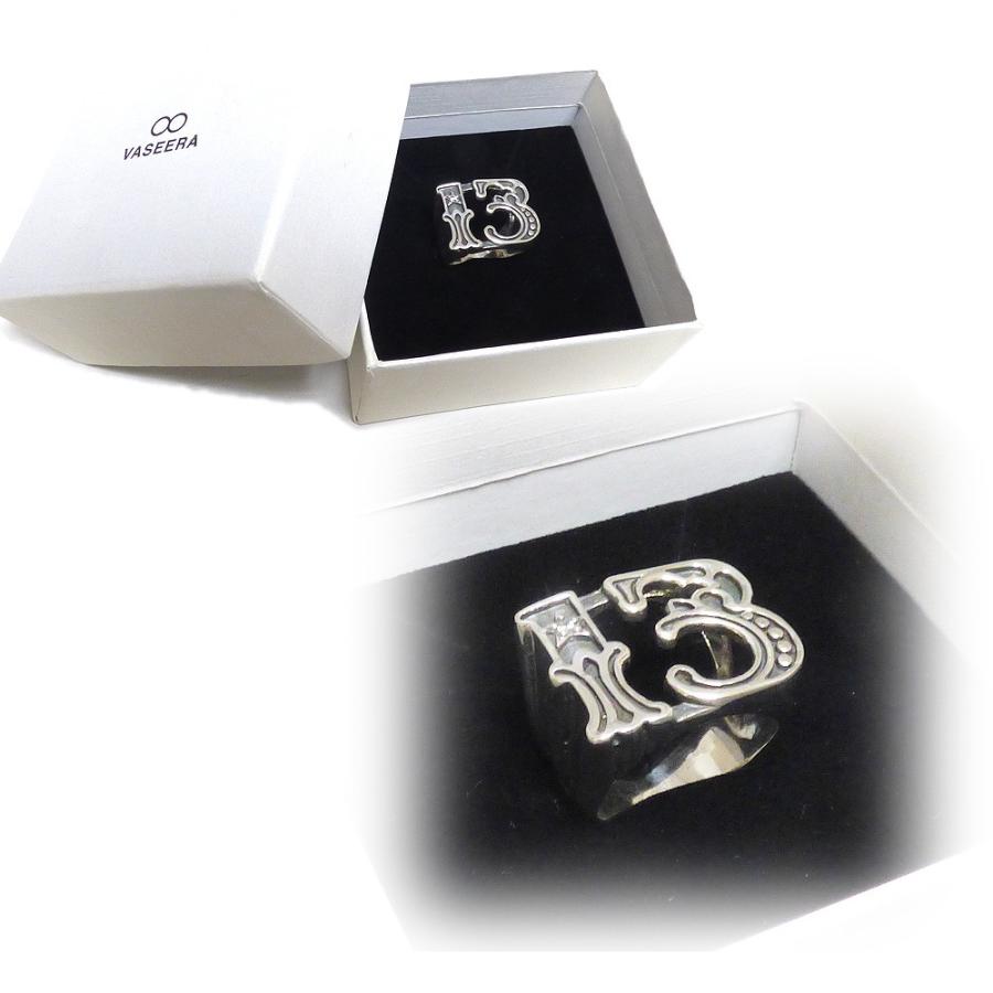 ナンバー”13” 数字デザイン ジルコニア埋込み シルバーリング