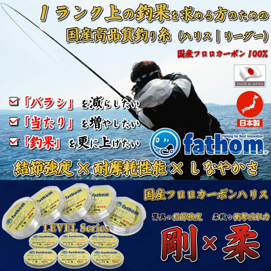 ファゾム（fathom） 国産フロロカーボン ハリス 2号 8lb 50m LEVEL 2 釣糸 磯釣り 船釣り｜vastforest｜02