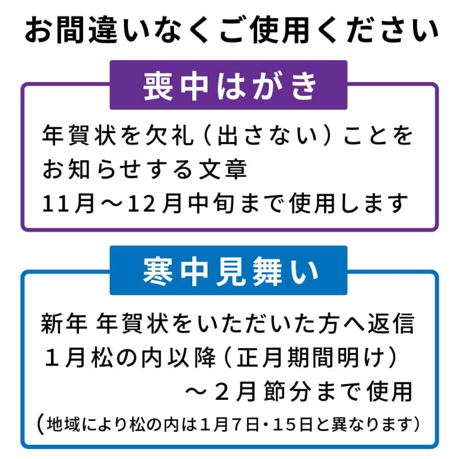 文章印刷済み はがき 20枚 桔梗 キキョウ 喪中文章（喪中はがき 寒中 