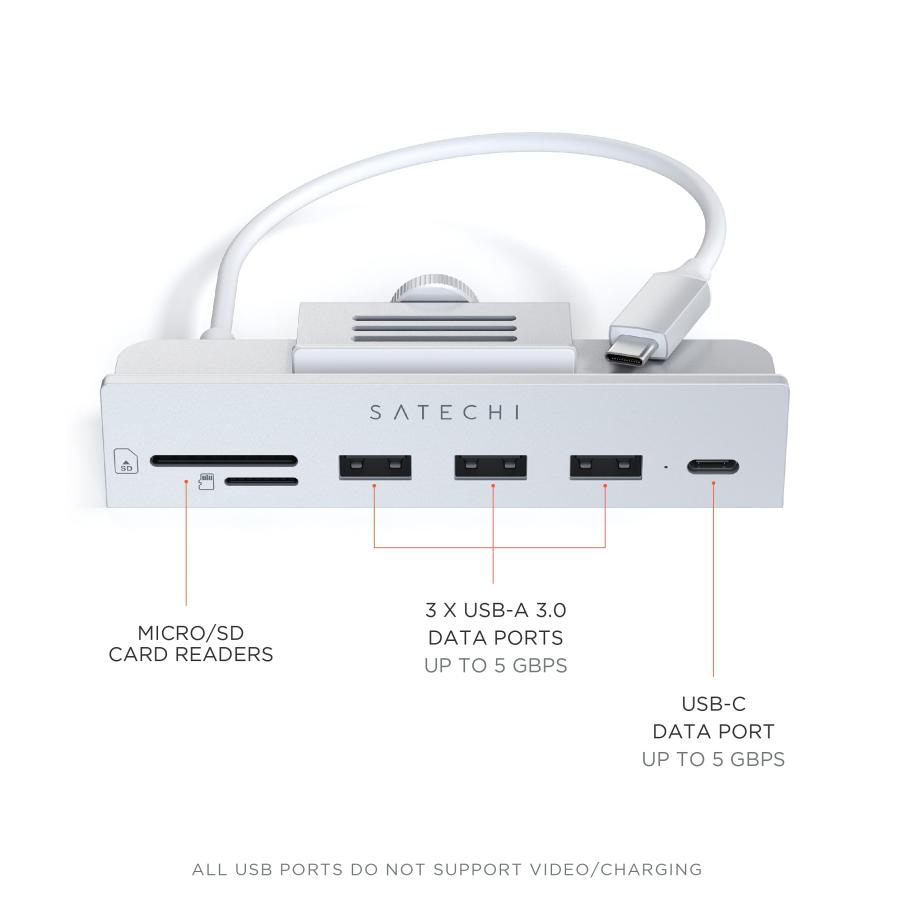 Satechi iMac 24インチ用 USB-C クランプハブ (シルバー) (2021/2023 iMac対応) USB-C データポート, 3x｜vastforest｜02