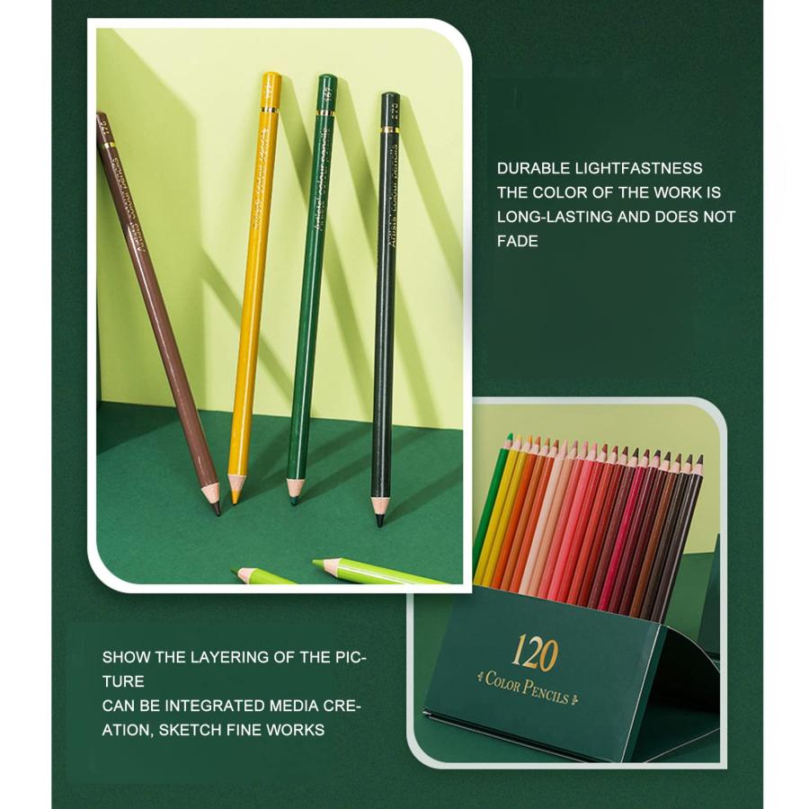 120色の色鉛筆、ポリクロモス色鉛筆 繊細な木材 プロフェッショナル 120色 グリーンボックス付き アーティスト用｜vastforest｜05