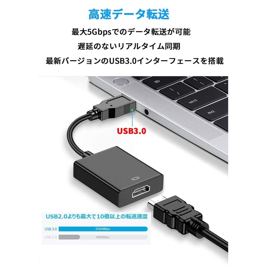 Batone【2023 新型改良型 5Gbps高速伝送】 HDMI USB 変換2.0 ケーブル 1080p インストールが簡単 USB-HDMIi変｜vastforest｜04