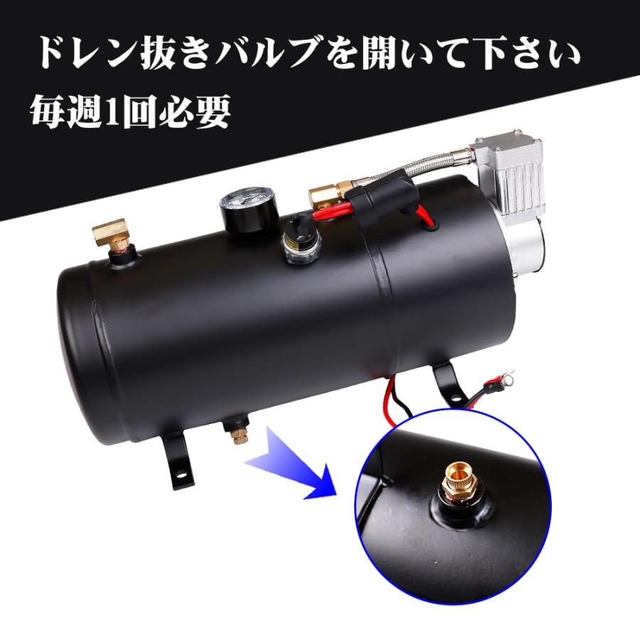 15A オイルレス エアーコンプレッサー 150PSI 3L 24V タンク容量 