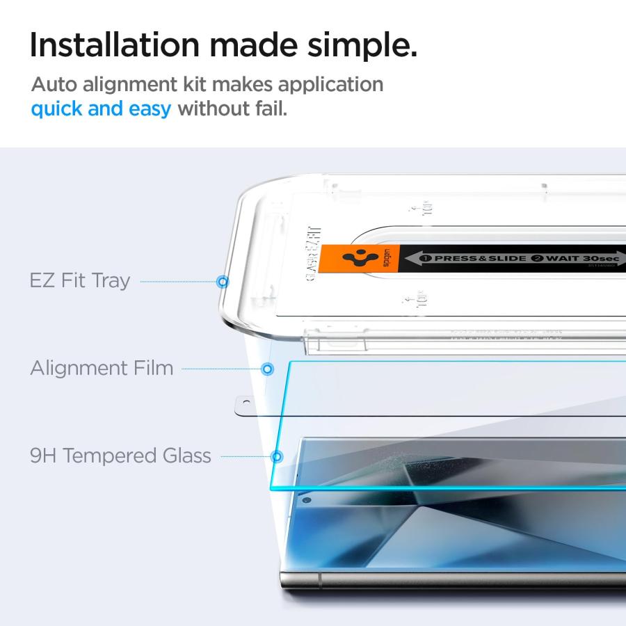 Spigen EZ Fit ガラスフィルム Galaxy S24 Ultra 用 貼り付けキット付き ギャラクシー S24ultra 対応 保護 フィ｜vastforest｜04