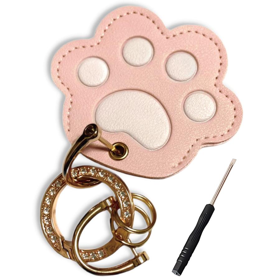 肉球 キーホルダー 猫 犬 airtag ケース バッグチャーム 革 韓国 ピンク 500円 小銭 QUICPAY edy コイン スマートキー 女性 | 