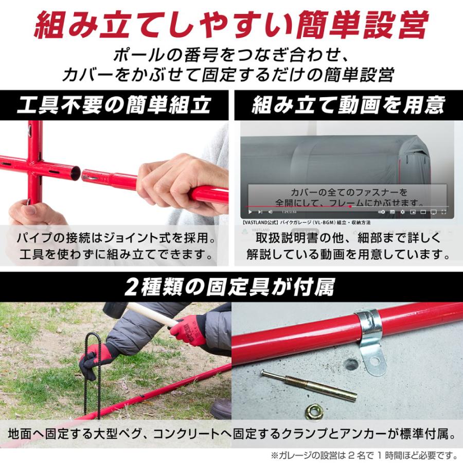バイクガレージ 150cm×250cm×180cm 耐水圧5000mm バイク ガレージ