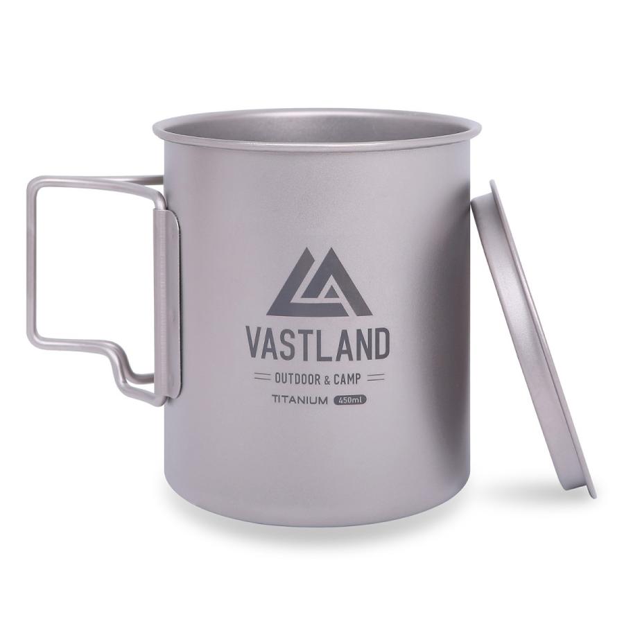 VASTLAND マグカップ チタンマグカップ 450ml 保温 蓋付き シングル キャンプ用｜vastland