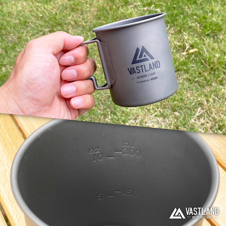VASTLAND チタンマグカップ シングル 450ml フタ付き 爆買 : VASTLAND