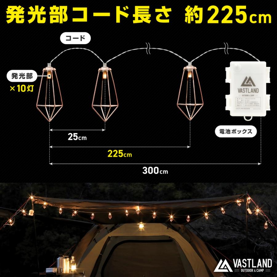 VASTLAND LED ストリングライト 10灯 全長3m 点灯8パターン キャンプ用 照明｜vastland｜04