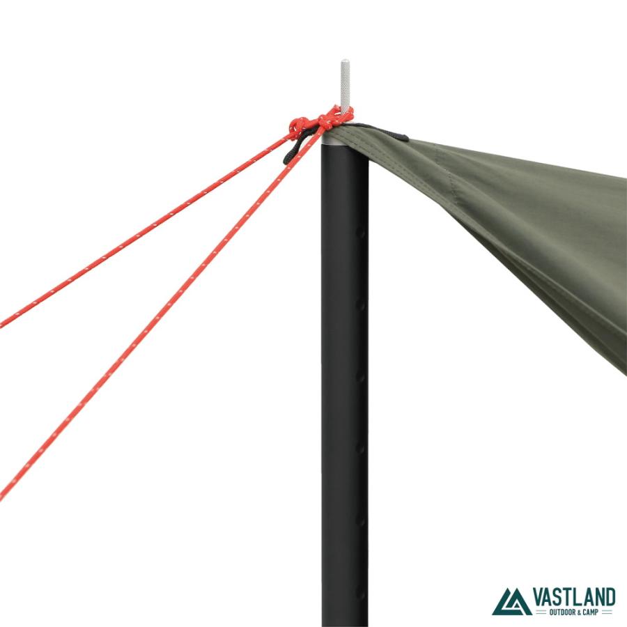 タープ用ポール 4本/シルバー【2.5m自在ロープ4本付】 VASTLAND 自在ロープ 直径4mm 長さ2.5m 4本セット テント タープ