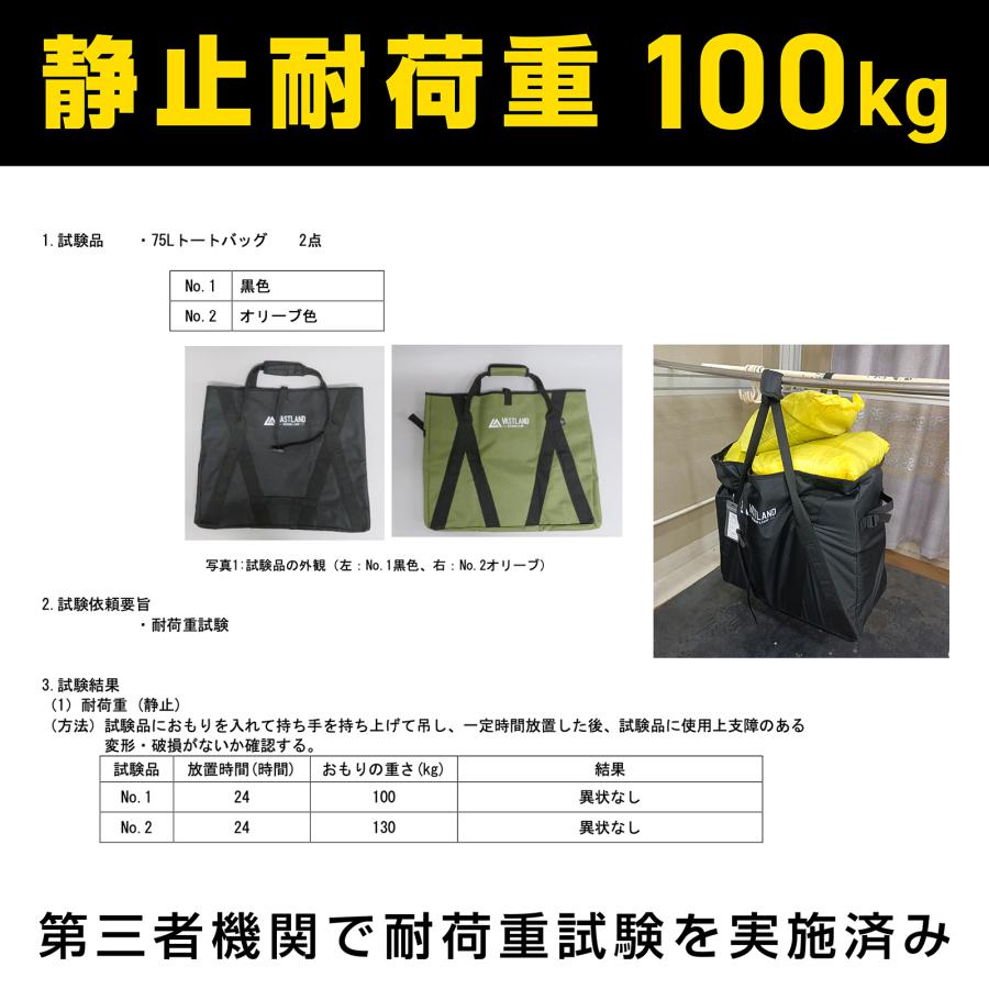 VASTLAND キャンプトートバッグ 大容量 75L 静止耐荷重100kg 防水素材｜vastland｜06