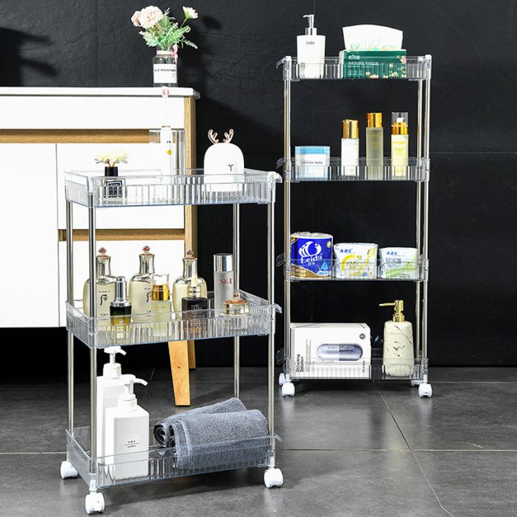 キッチンワゴン キャスター付き 4段 スリム クリア 隙間収納