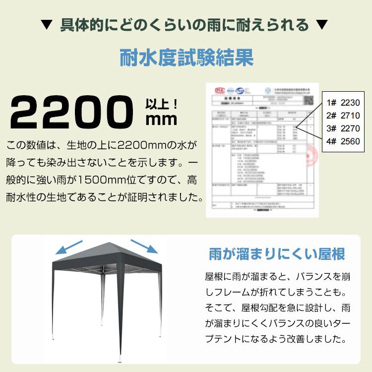 TOPAIM ワンタッチタープテント 2m×2m サイドシート 4枚 スチール 大型