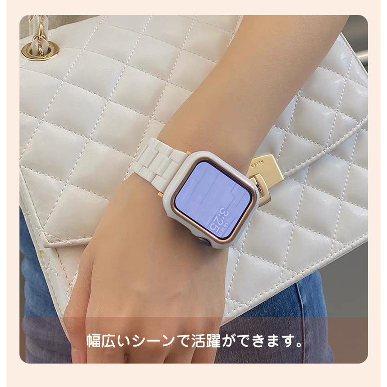 本店 アップルウォッチ 全面保護カバー ゴールド×ホワイト 41mm