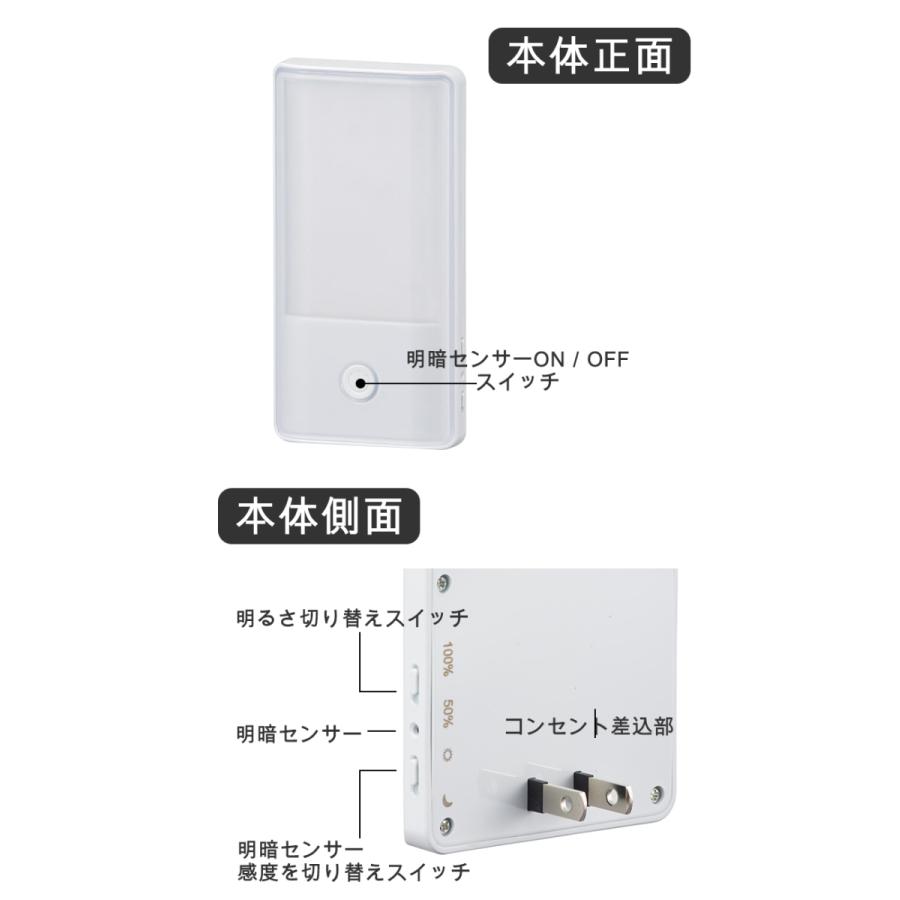 ライト コンセントタイプ LEDセンサーライト 多機能型 2灯 コンセント式 [品番]07-6386